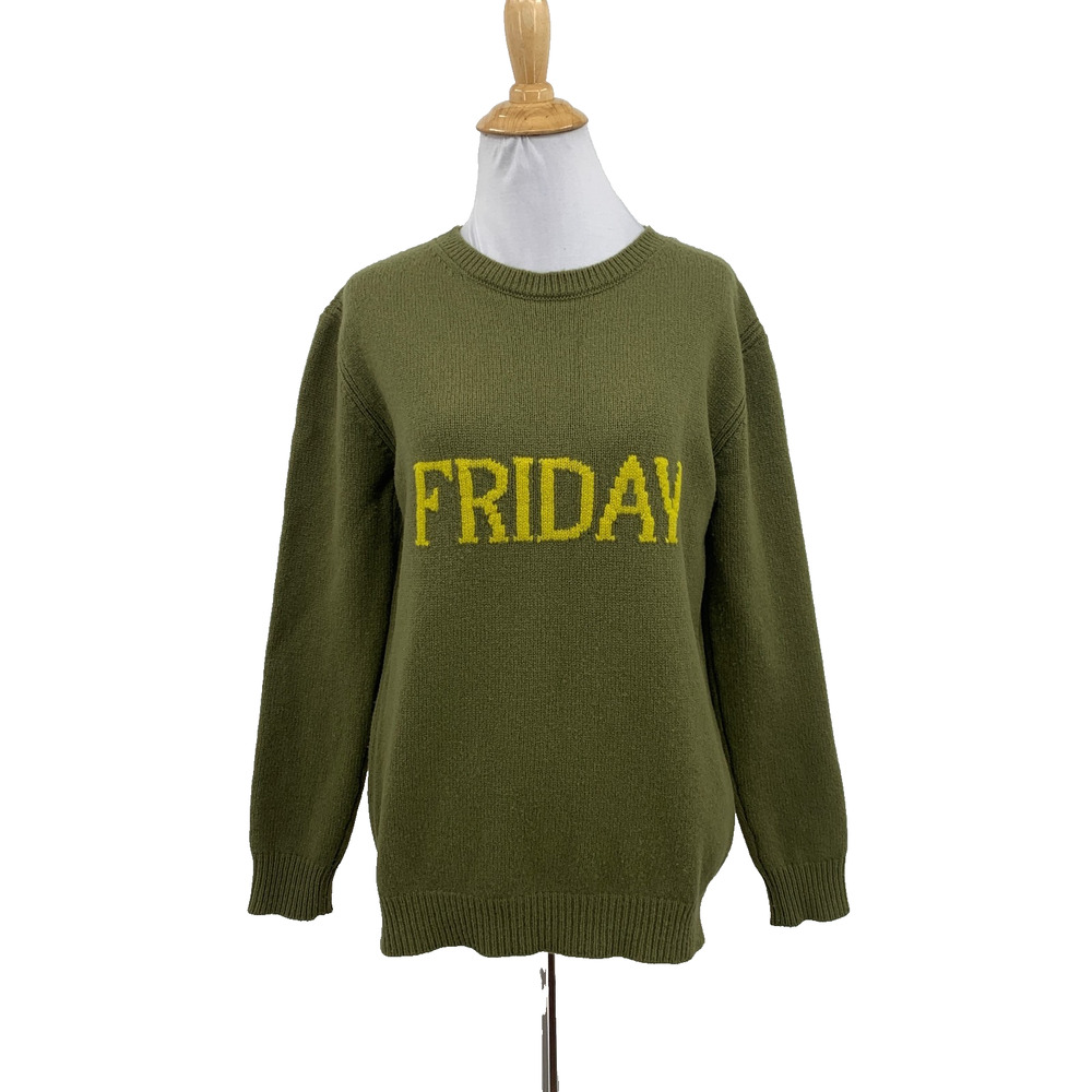 Alberta Ferretti Sweater Womens 2 Herb Wool Cashmere Blend Friday Crew Pullover